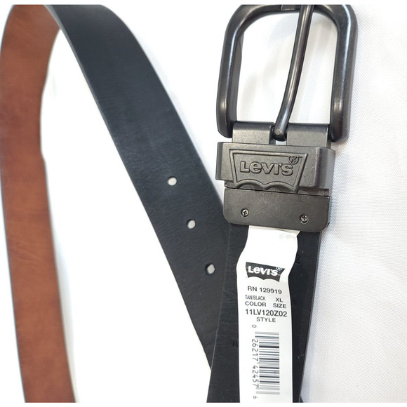Levi's Reversible Casual Belt Coated Leather Mens XL 42-44 Brown/Black - Picture 2 of 8